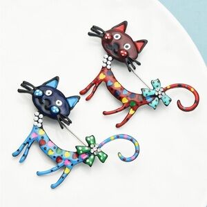 Lovely Cat Brooches 2-color Enamel Pet Animal Party Casual Brooch